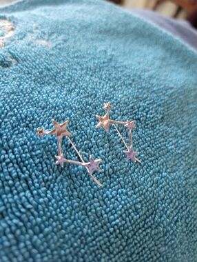Constellation Star Cluster Silver Earrings - Lavender Accents